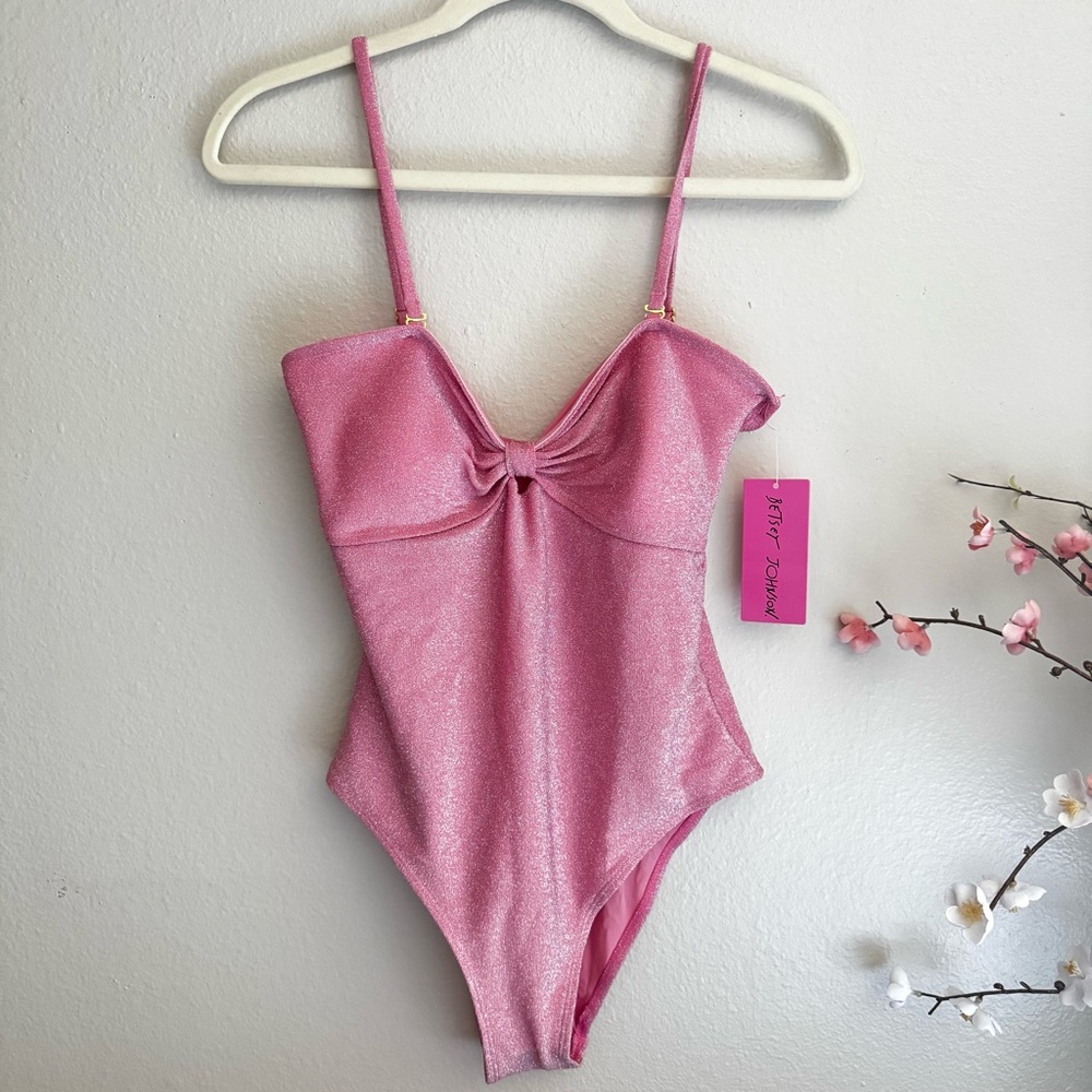 Betsey Johnson Pink Shimmer One-Piece Swimsuit